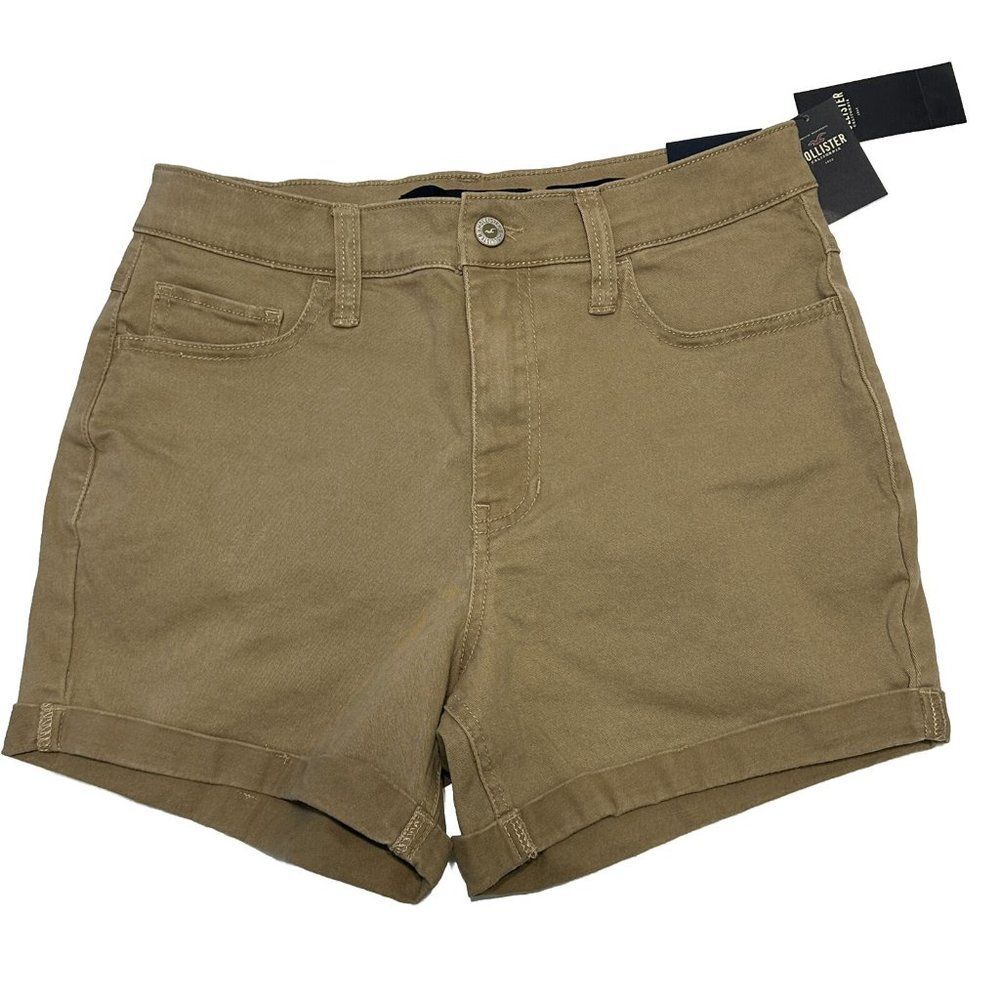 NWT Hollister High Rise MIDI Short 4” Long Cuffed Woman’s 26 Khaki
